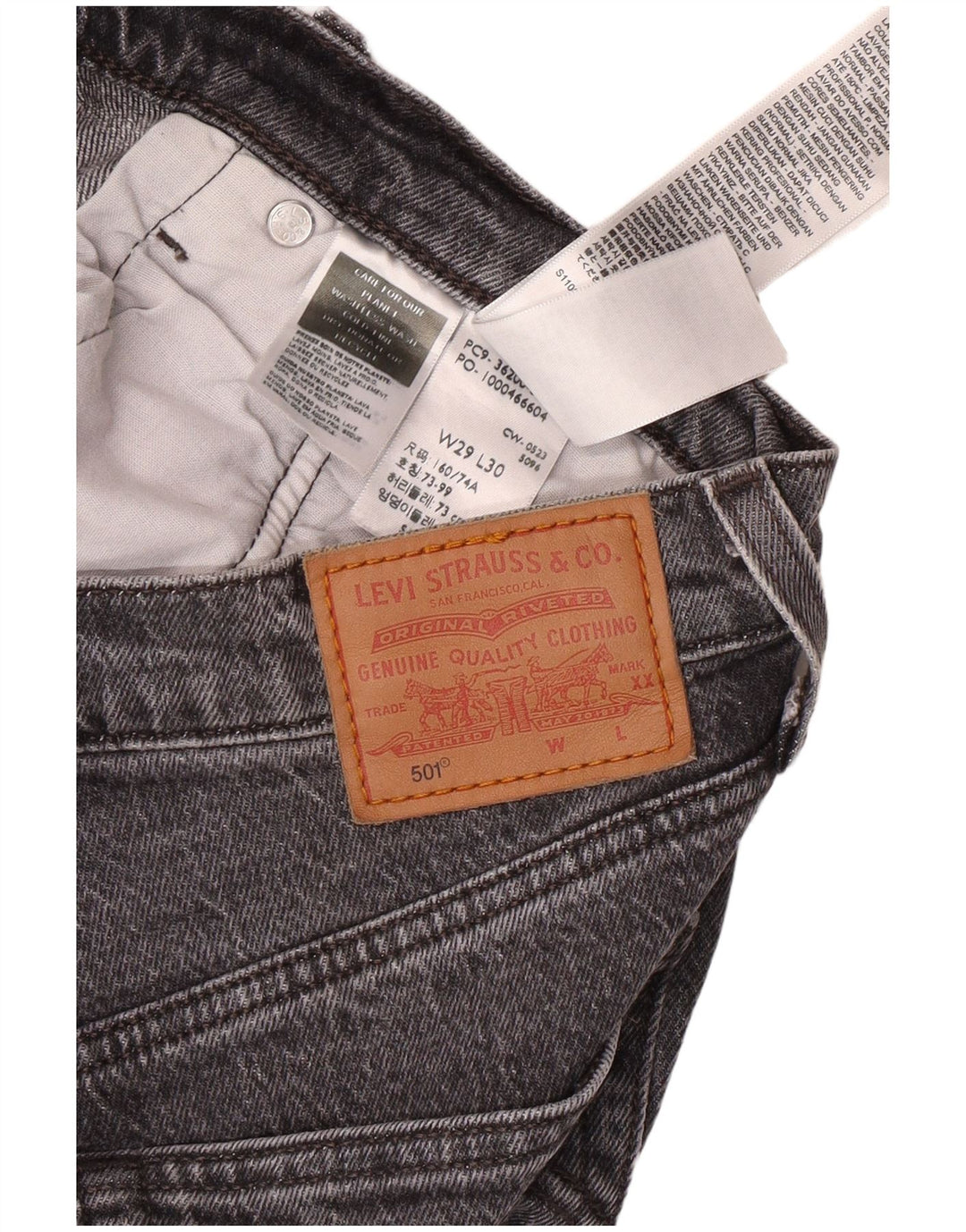 LEVI'S Herre 501 Straight Jeans W29 L30 Grå Bomuld