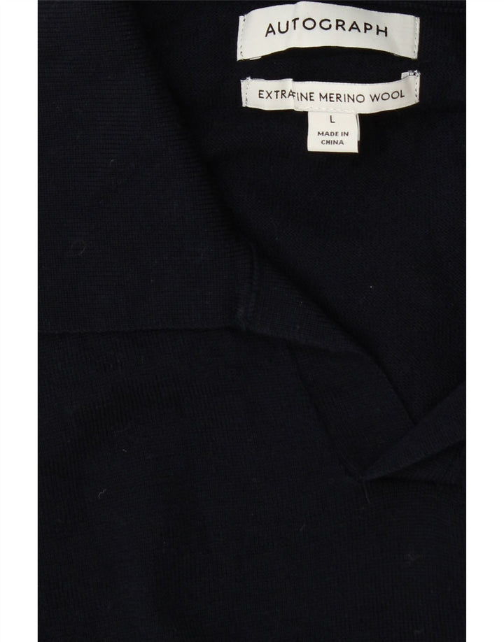 Marks & Spencer Herre Autograph Polo Neck Jumper Sweater Stor Navy Blue