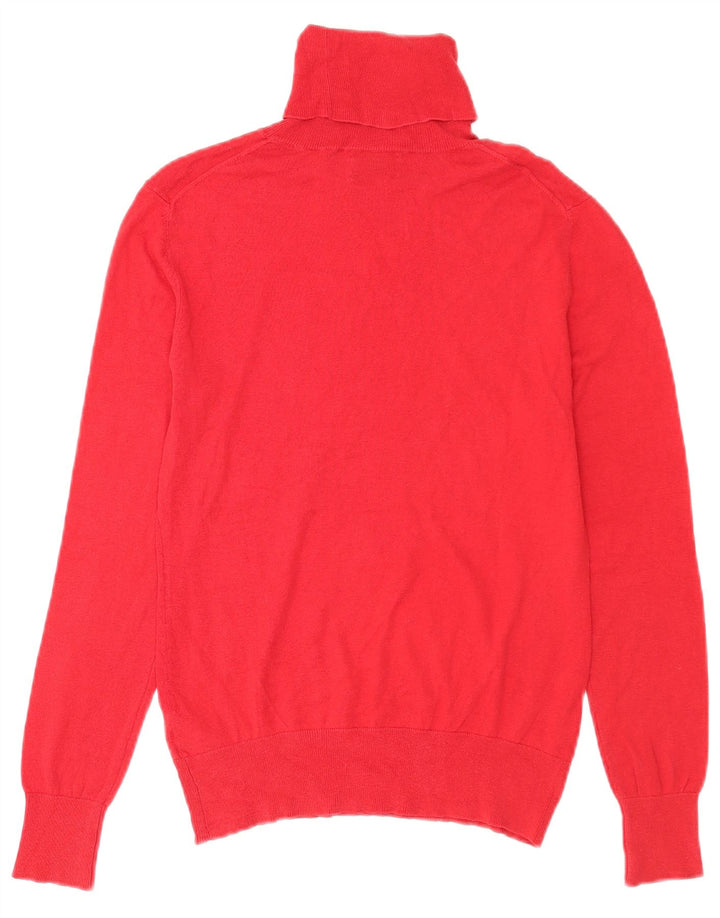 Massimo Dutti Dame Roll Neck Jumper Sweater UK 14 Large Red Silk