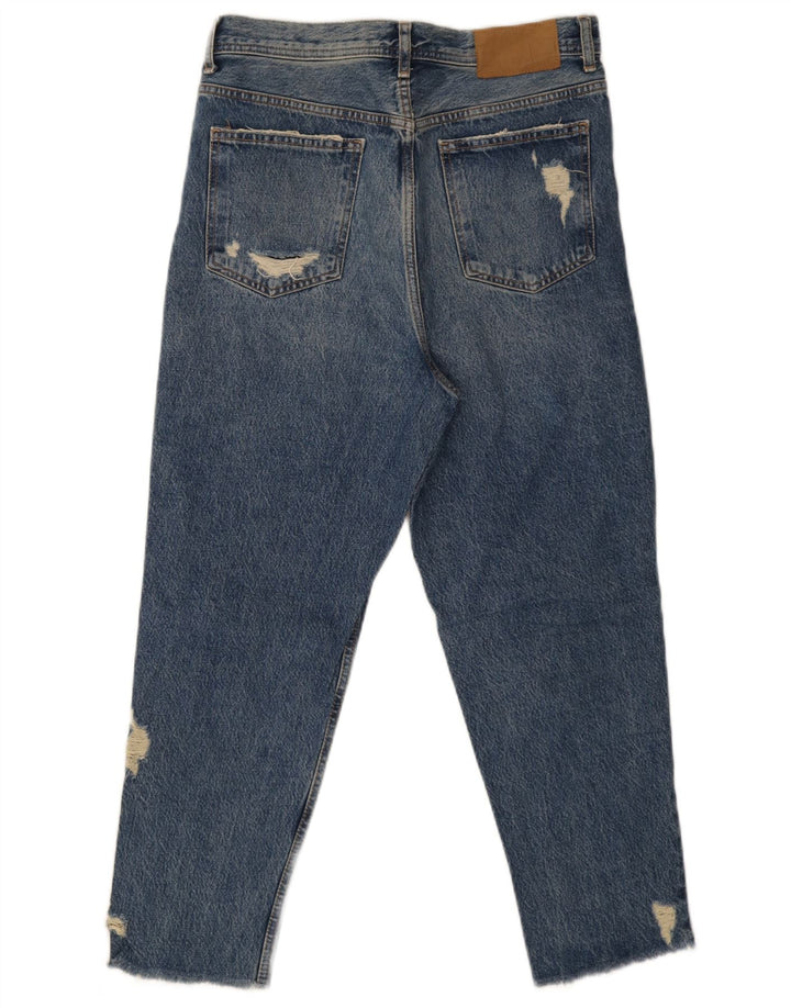 Zara Herre Distressed Cropped Jeans EU 40 Medium W31 L26 Blå Bomuld