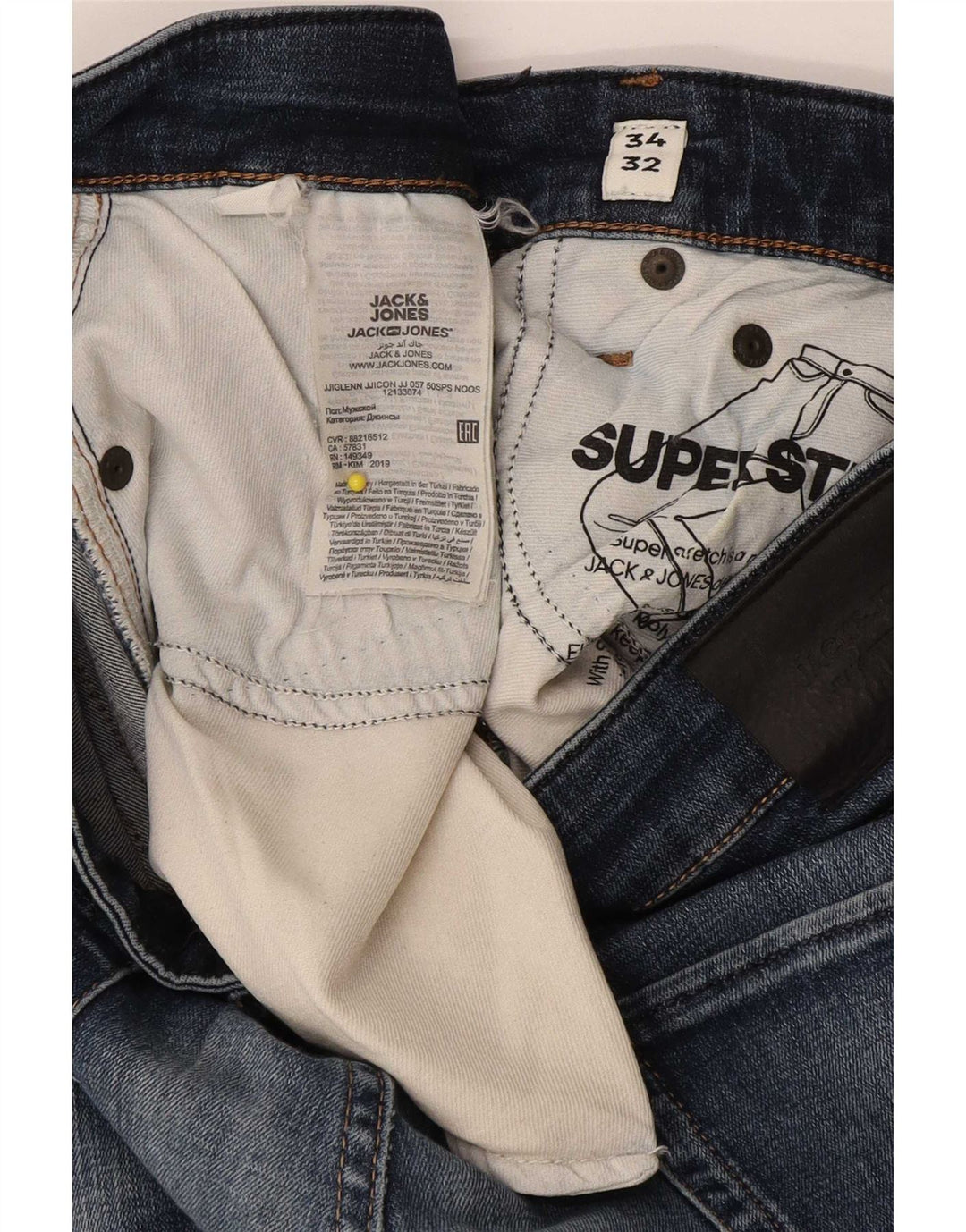 Jack & Jones Herre GLENN Slim Jeans W34 L32 Blå Bomuld