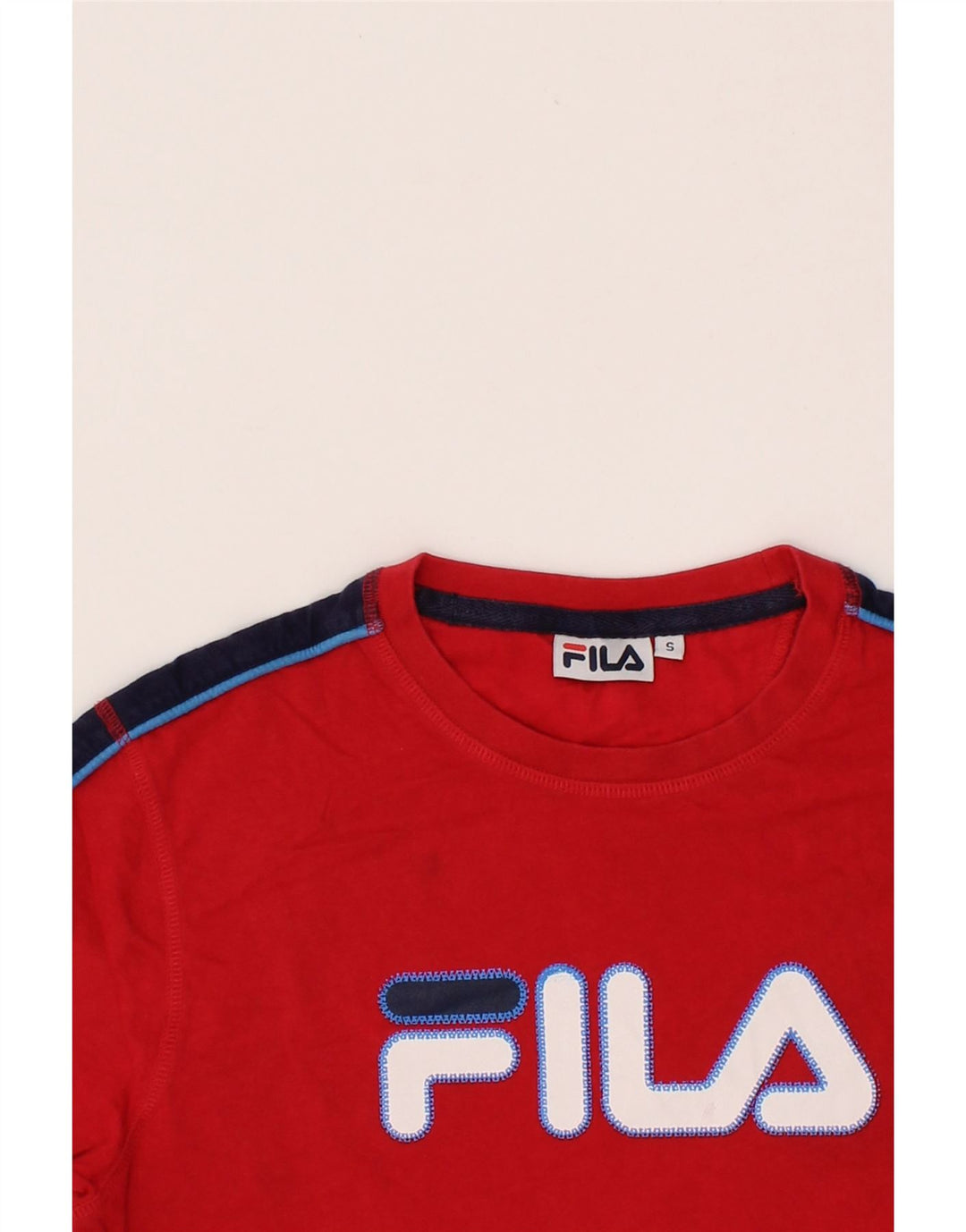 FILA Mens Graphic T-Shirt Top Small Red Cotton Vintage Fila and Second-Hand Fila from Messina Hembry 