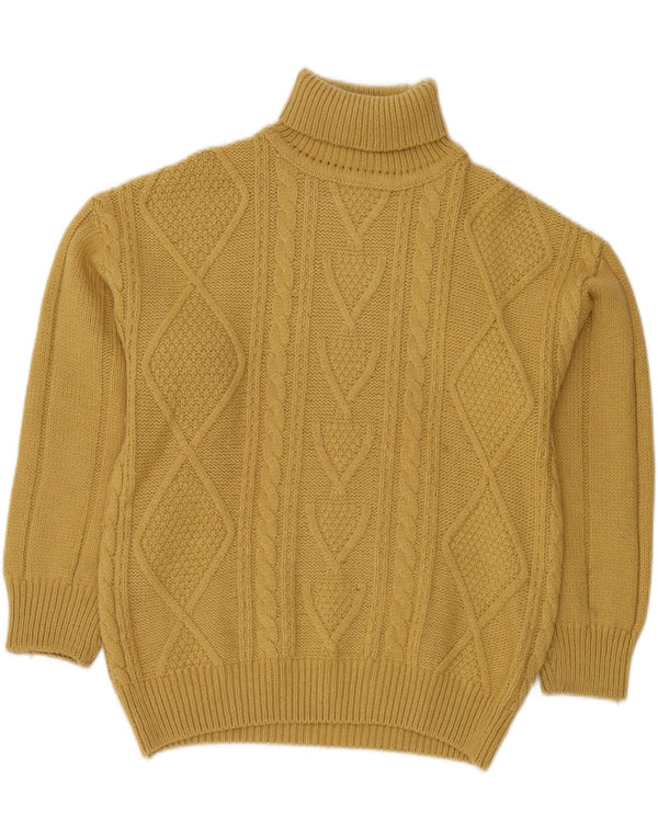 VINTAGE Dame Rullehalstrøje IT 48 XL Gul Uld