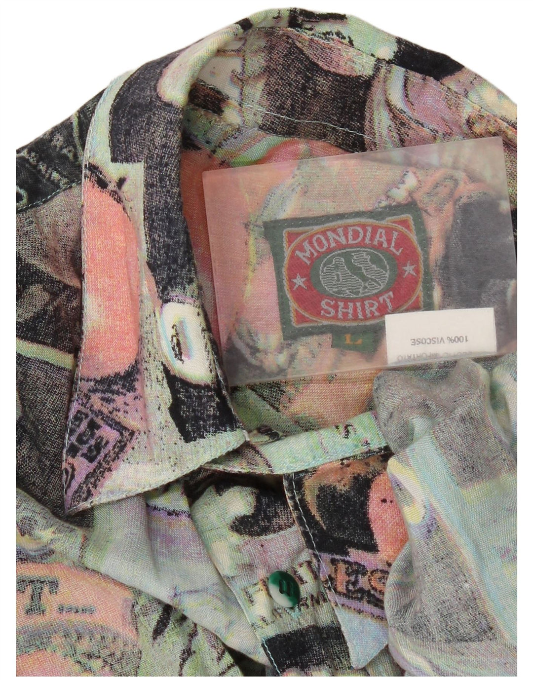 Vintage herre abstrakt mønster kortærmet skjorte stor flerfarvet retro