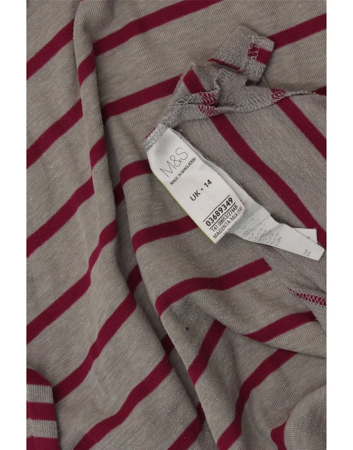 Marks & Spencer T-shirt top til kvinder DK 14 Stor grå stribet polyester