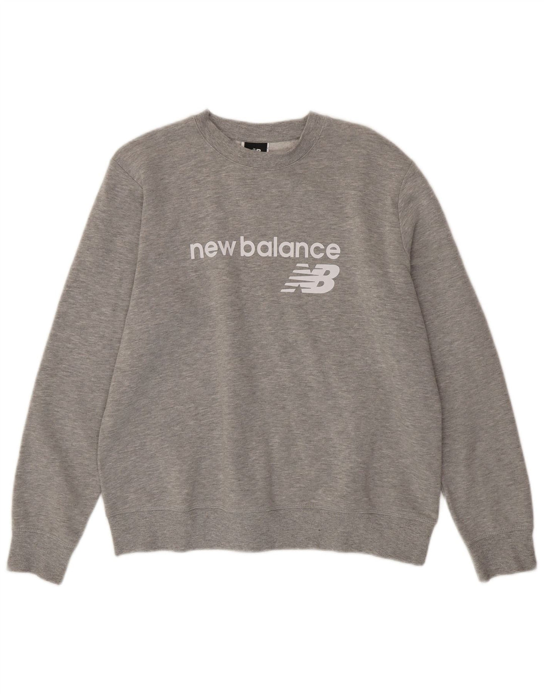 NEW BALANCE Dame Grafisk Sweatshirt Jumper UK 16 Stor Grå Bomuld