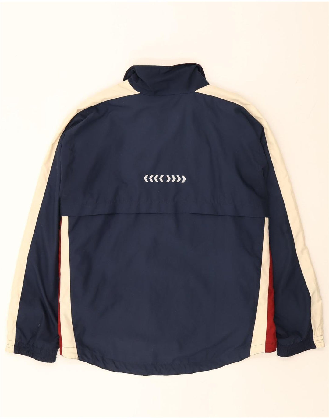 ASICS Mens Windbreaker Jacket UK 44 2XL Navy Blue Colourblock Polyester Vintage Asics and Second-Hand Asics from Messina Hembry 