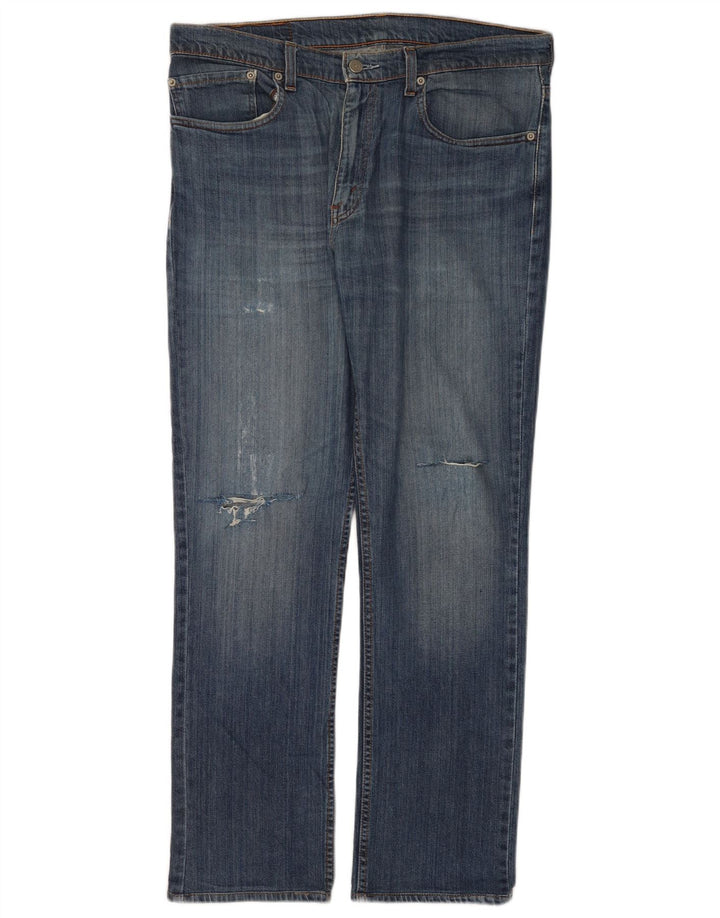 Levi's Men Distressed Straight Jeans W34 L30 Blå