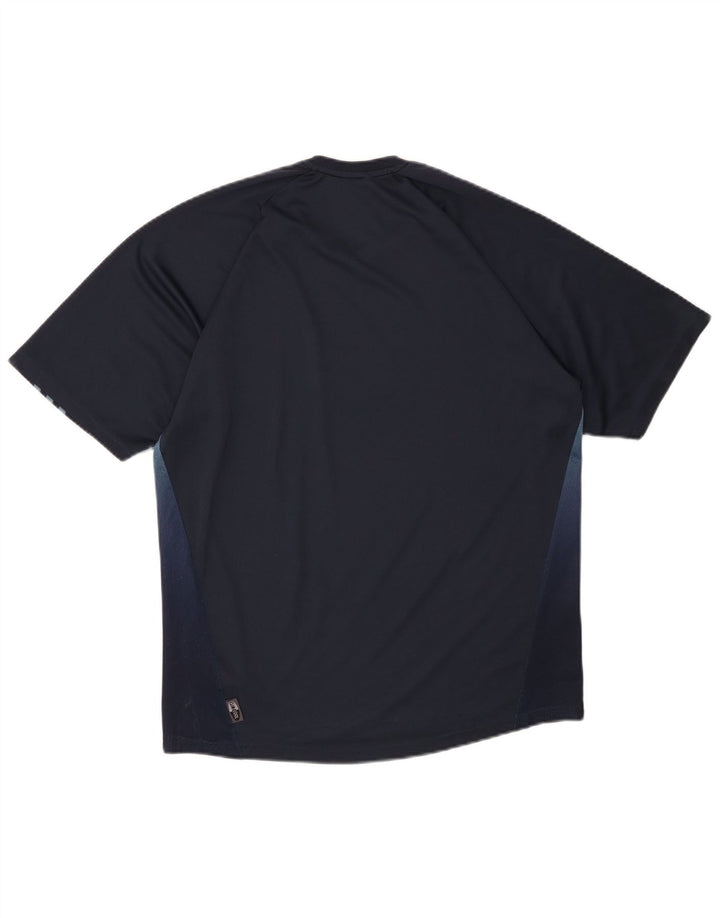 ADIDAS Mens T-Shirt Top UK 40/42 Medium Navy Blue Colourblock Polyester