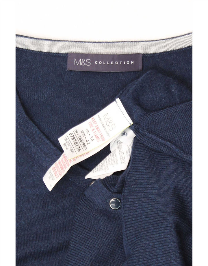 Marks & Spencer Dame Cardigan Sweater UK 14 Large Navy Blue Viscose