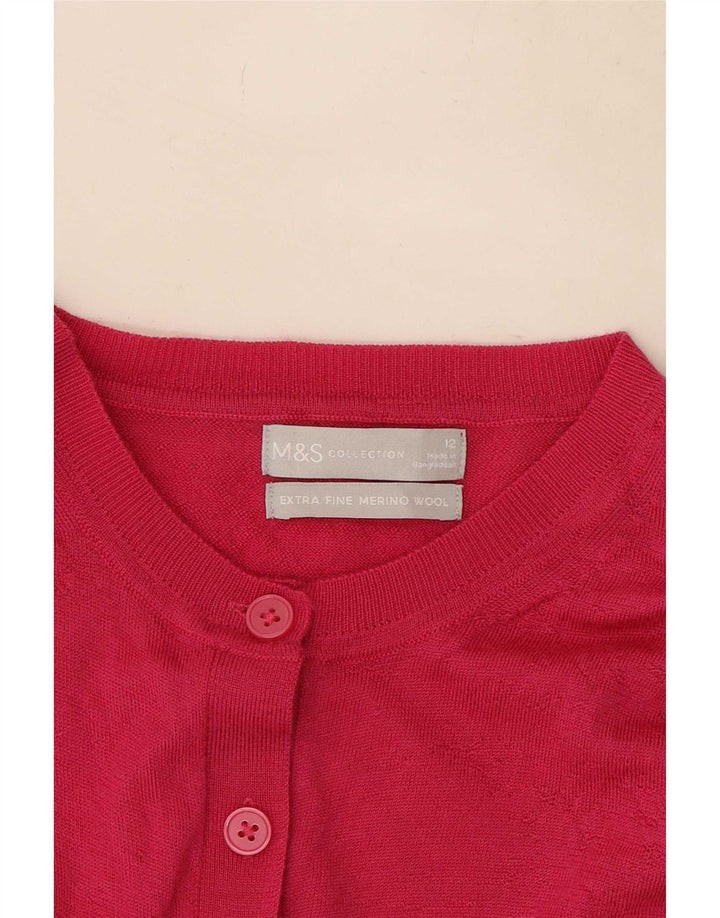 Marks & Spencer Dame Cardigan Sweater UK 12 Medium Pink Uld