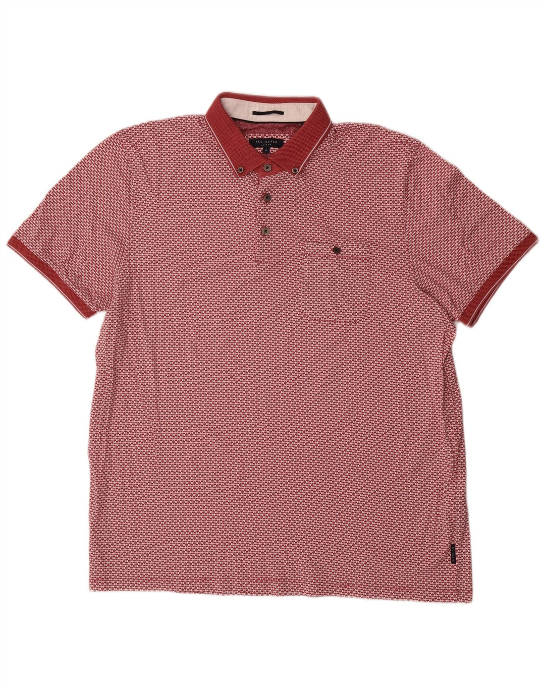 Ted Baker Herre abstrakt mønster poloshirt størrelse 6 2XL rød bomuld