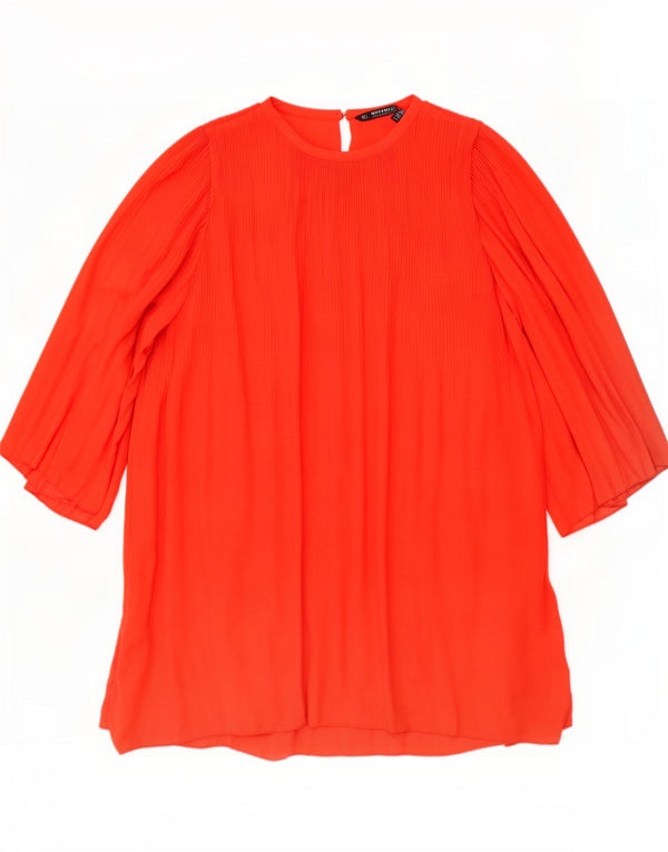 Zara Dame Oversized langærmet teltkjole UK 16 Large Red Polyester