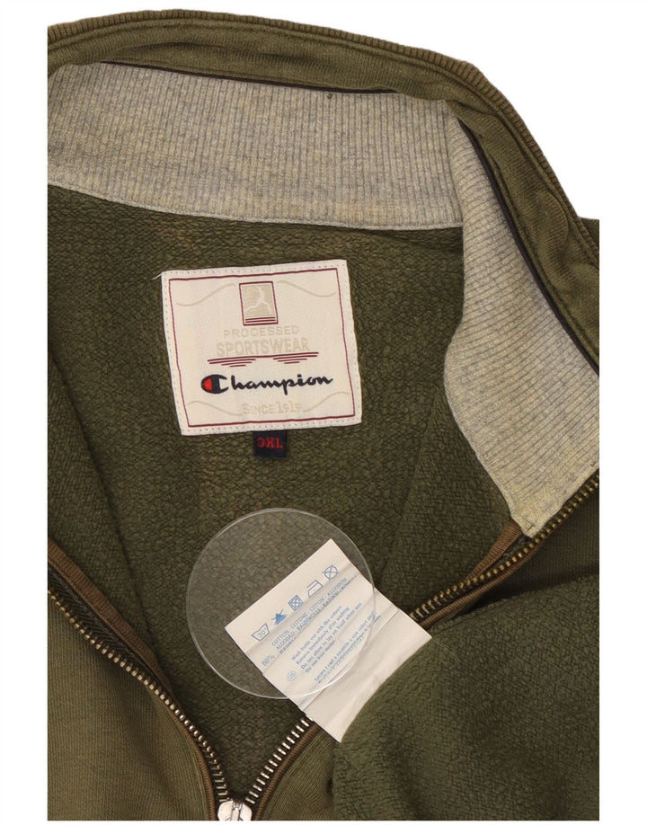 CHAMPION Sweatshirt med lynlås til mænd 3XL khaki bomuld