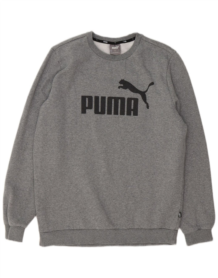 PUMA Mens Graphic Sweatshirt Jumper Medium Grey Cotton