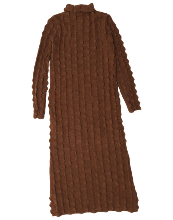 Zara Dame Langærmet Jumper Kjole UK 10 Lille Brun Akryl