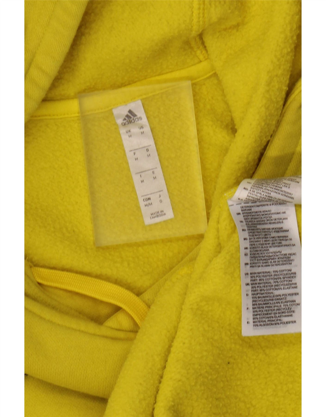 ADIDAS Mens Hoodie Jumper Medium Yellow Cotton