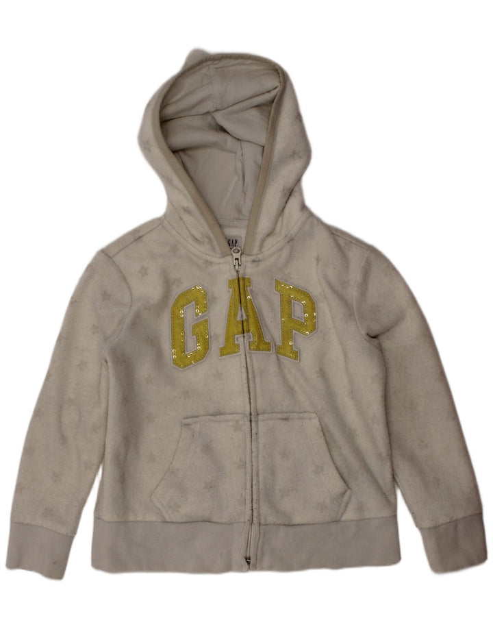 GAP piger grafisk fleecejakke med hætte 6-7 år Lille hvid polyester
