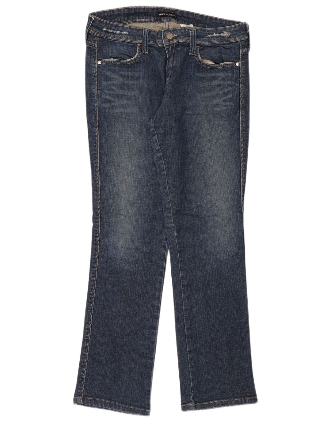 Levi's Dame Distressed Straight Jeans US 10 Large W32 L32 Blue Bomuld