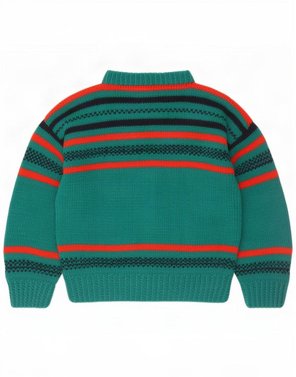 Vintage drenge sweater med rund hals 14-15 år grøn stribet