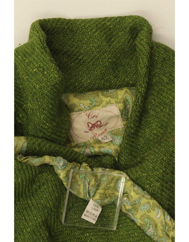 Vintage Dame Front Tie Blazer Jacket IT 42 Medium Green Wool