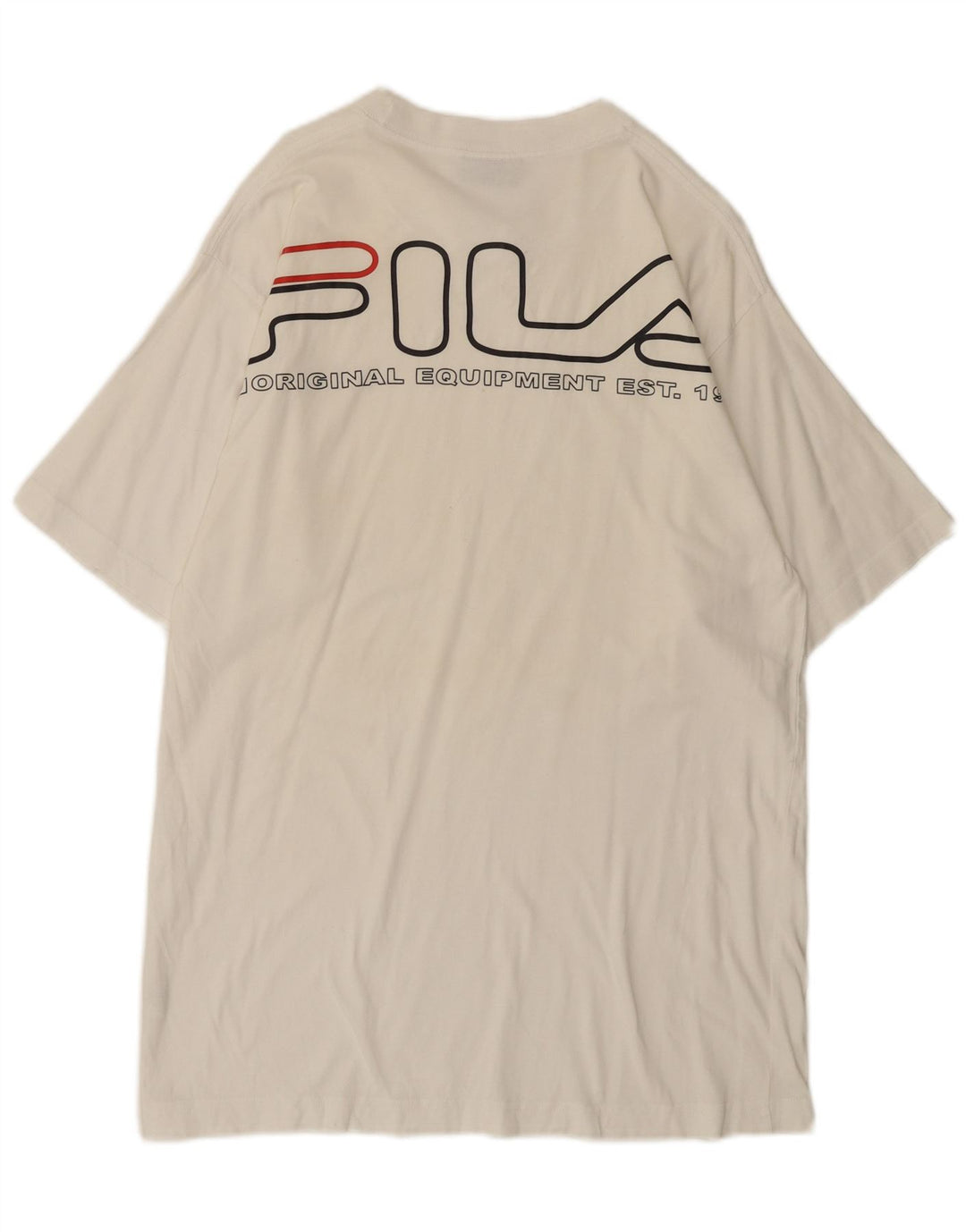 Fila Herre Grafisk T-Shirt Top Medium Hvid Bomuld
