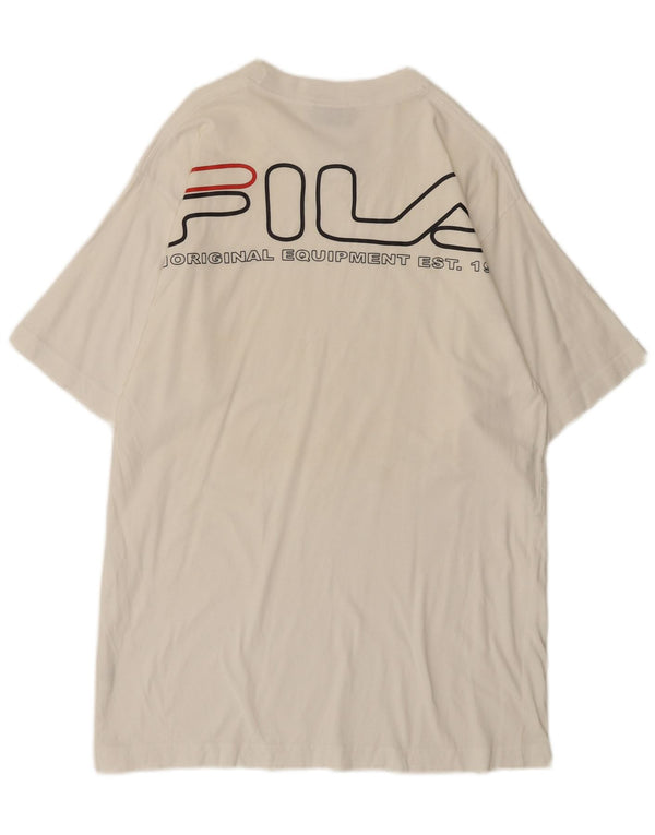 Fila Herre Grafisk T-Shirt Top Medium Hvid Bomuld