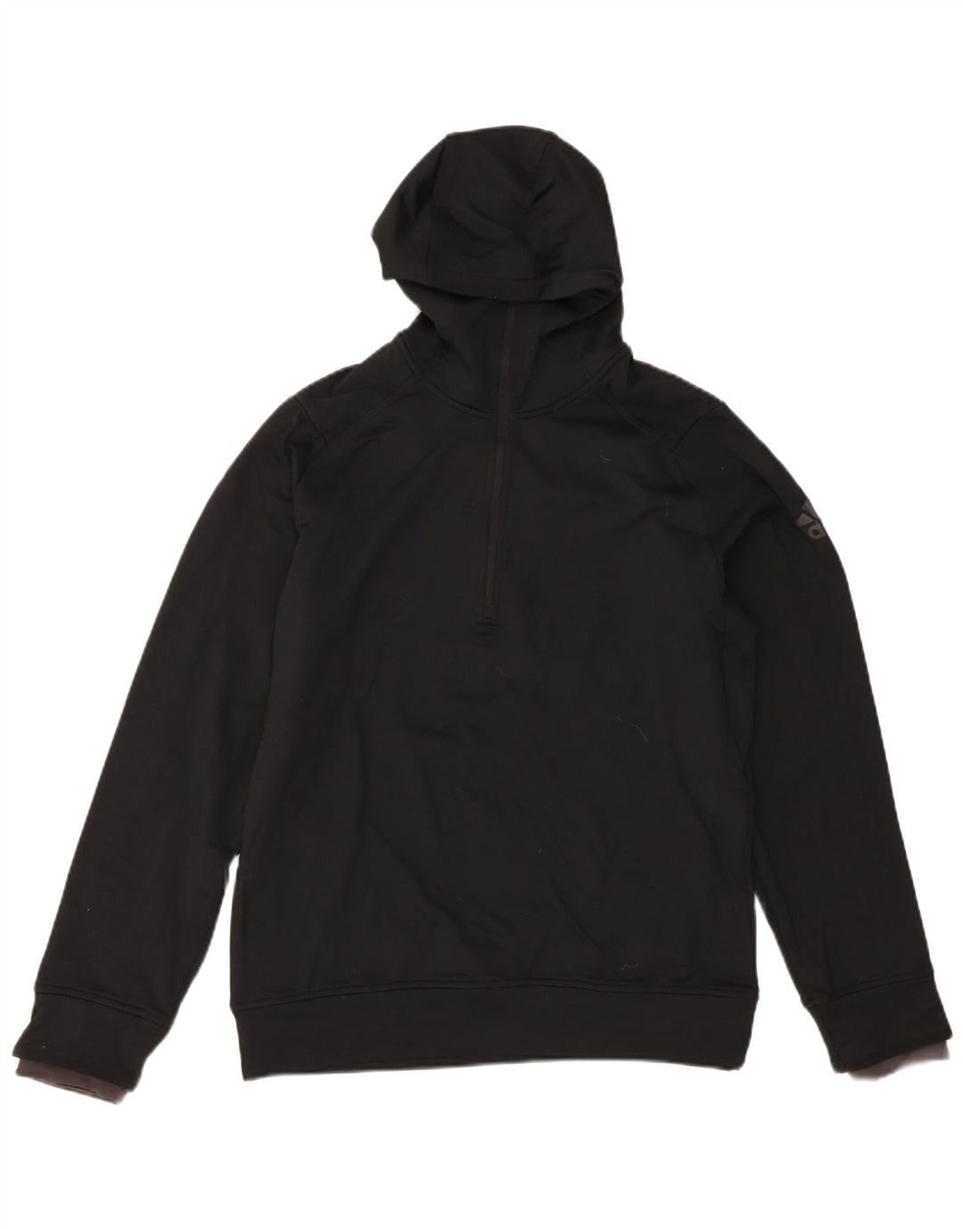 ADIDAS Mens Graphic Zip Neck Hoodie Jumper Medium Black Polyester