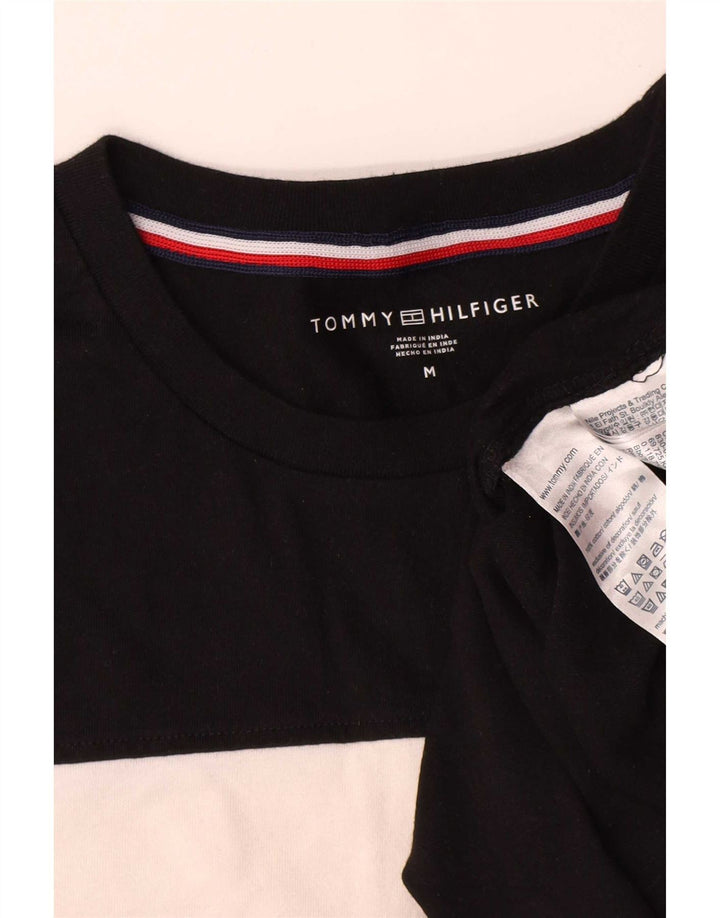 Tommy Hilfiger Herre T-Shirt Top Medium Sort Colourblock Bomuld