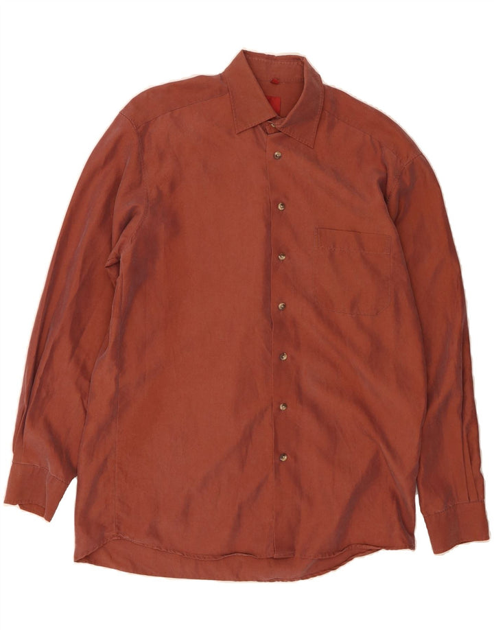 CLUB D'AMINGO Mens Shirt Size 39/40 Medium Brown Modal Vintage Club D'Amingo and Second-Hand Club D'Amingo from Messina Hembry 