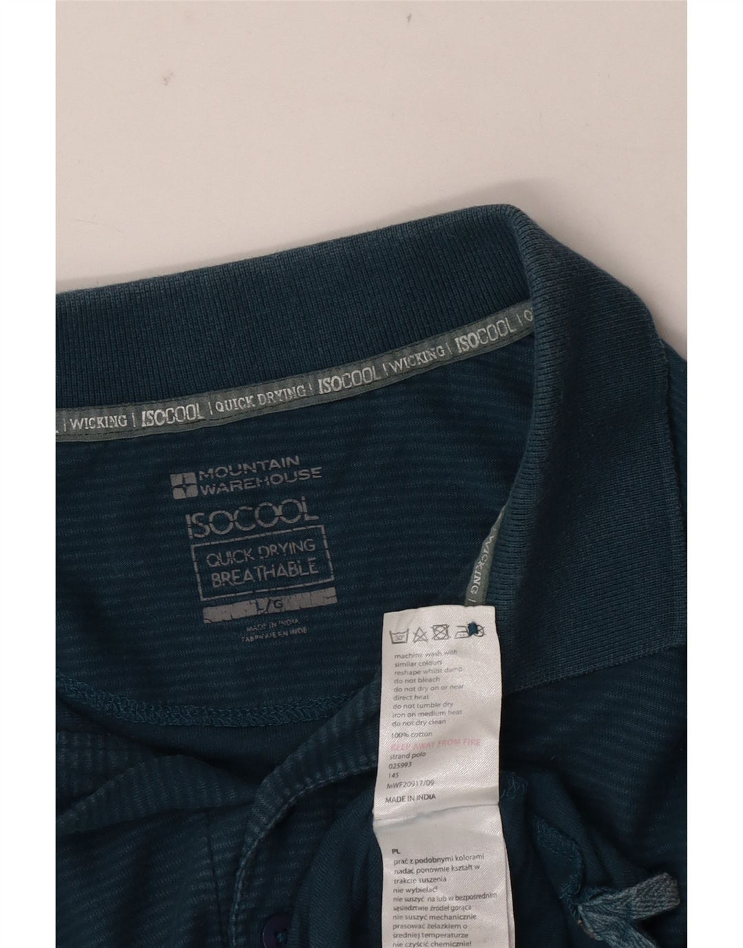 Mountain Warehouse Herre IsoCool Polo Shirt Large Blue Pinstripe Bomuld