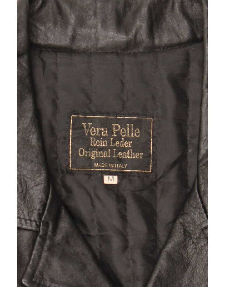Vintage Herre Læderfrakke UK 38 Medium Sort Læder