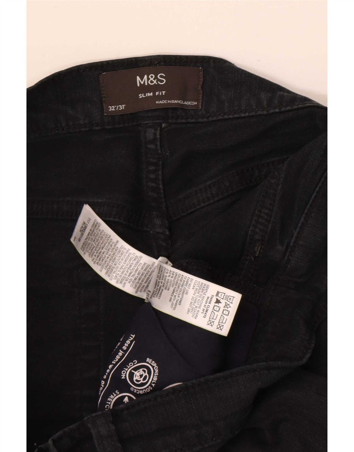Marks & Spencer Herre Slim Jeans W32 L31 Sort Bomuld