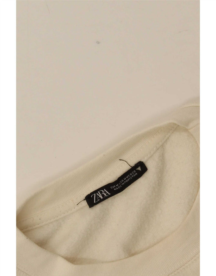 Zara Womens Crop Oversized Sweatshirt Jumper UK 14 Medium Off White