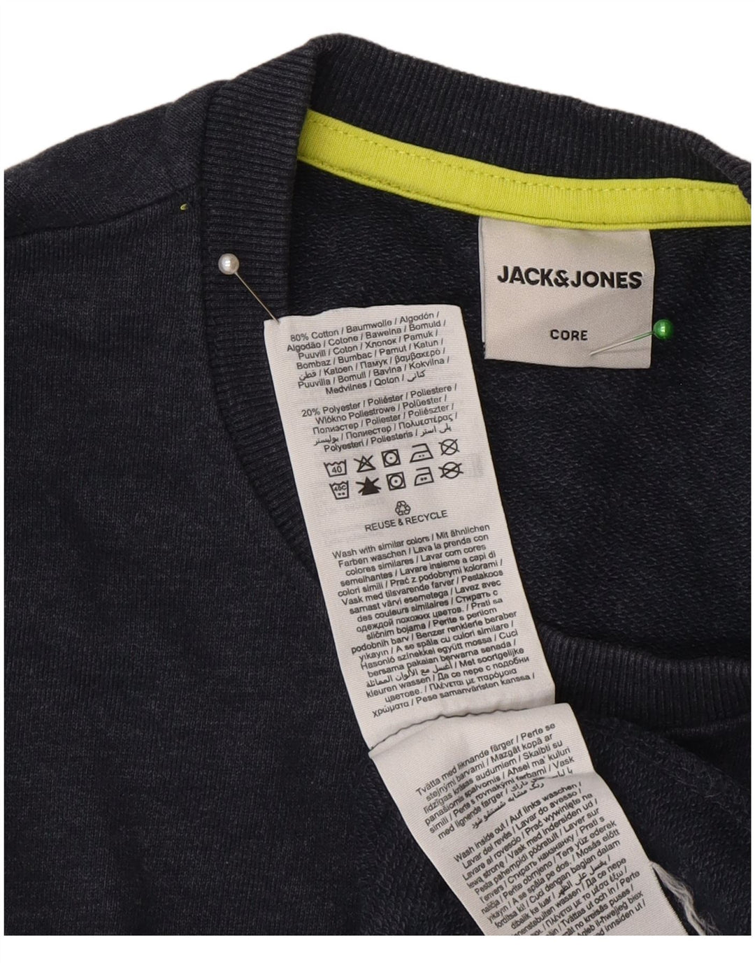 Jack & Jones grafisk sweatshirt til mænd, lille marineblå bomuld