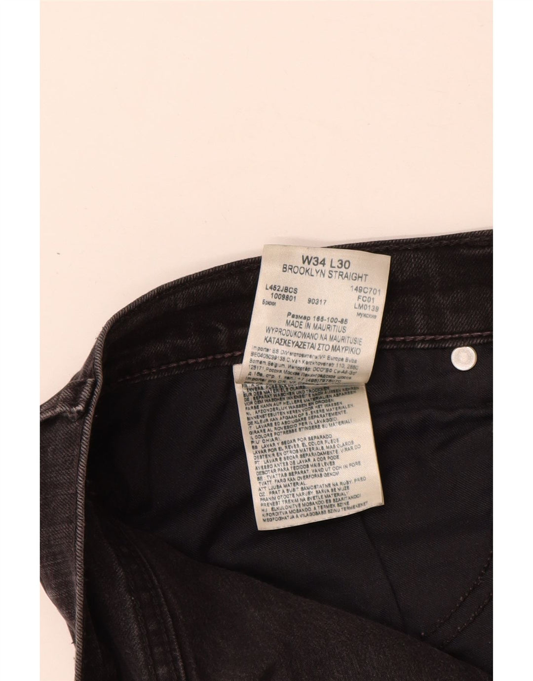 Lee Mens Brooklyn Straight Jeans W34 L30 Sort Bomuld