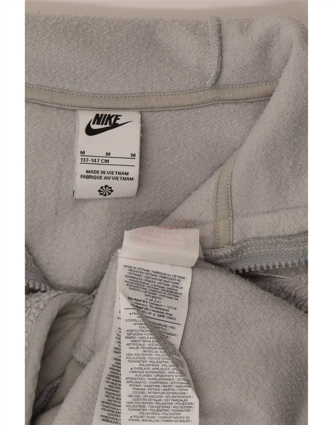 Nike drenge hættejakke i fleece 11-12 år mellemgrå polyester