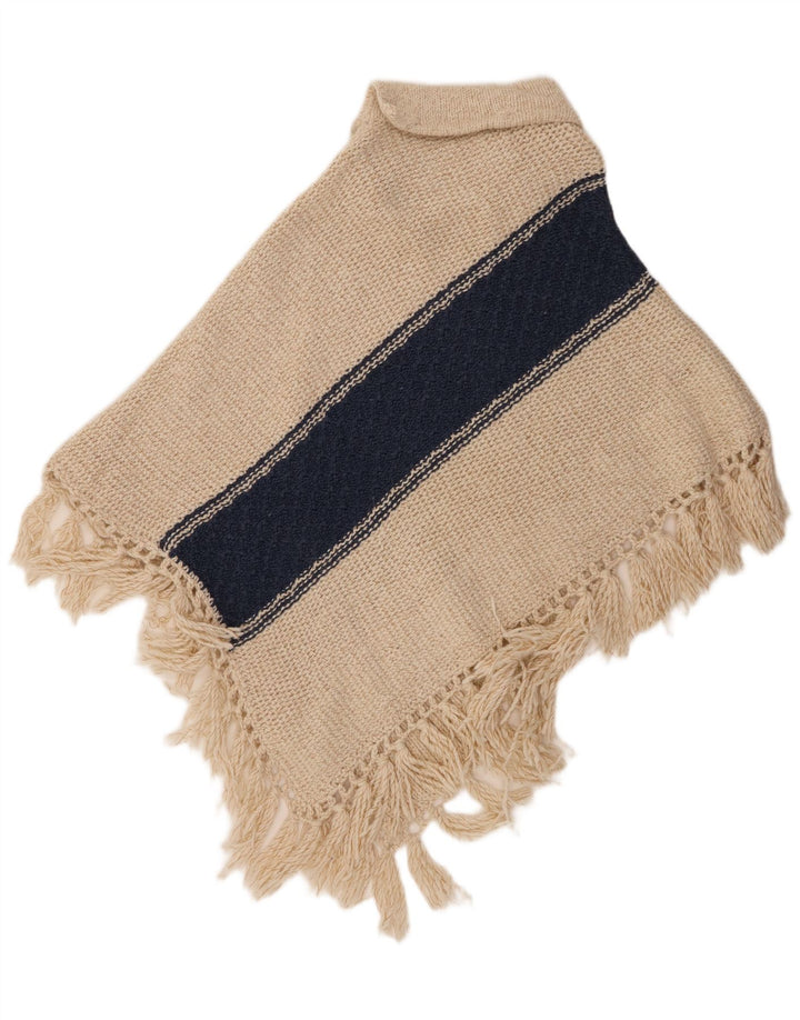 VINTAGE ponchotrøje til kvinder One Size Beige Colourblock