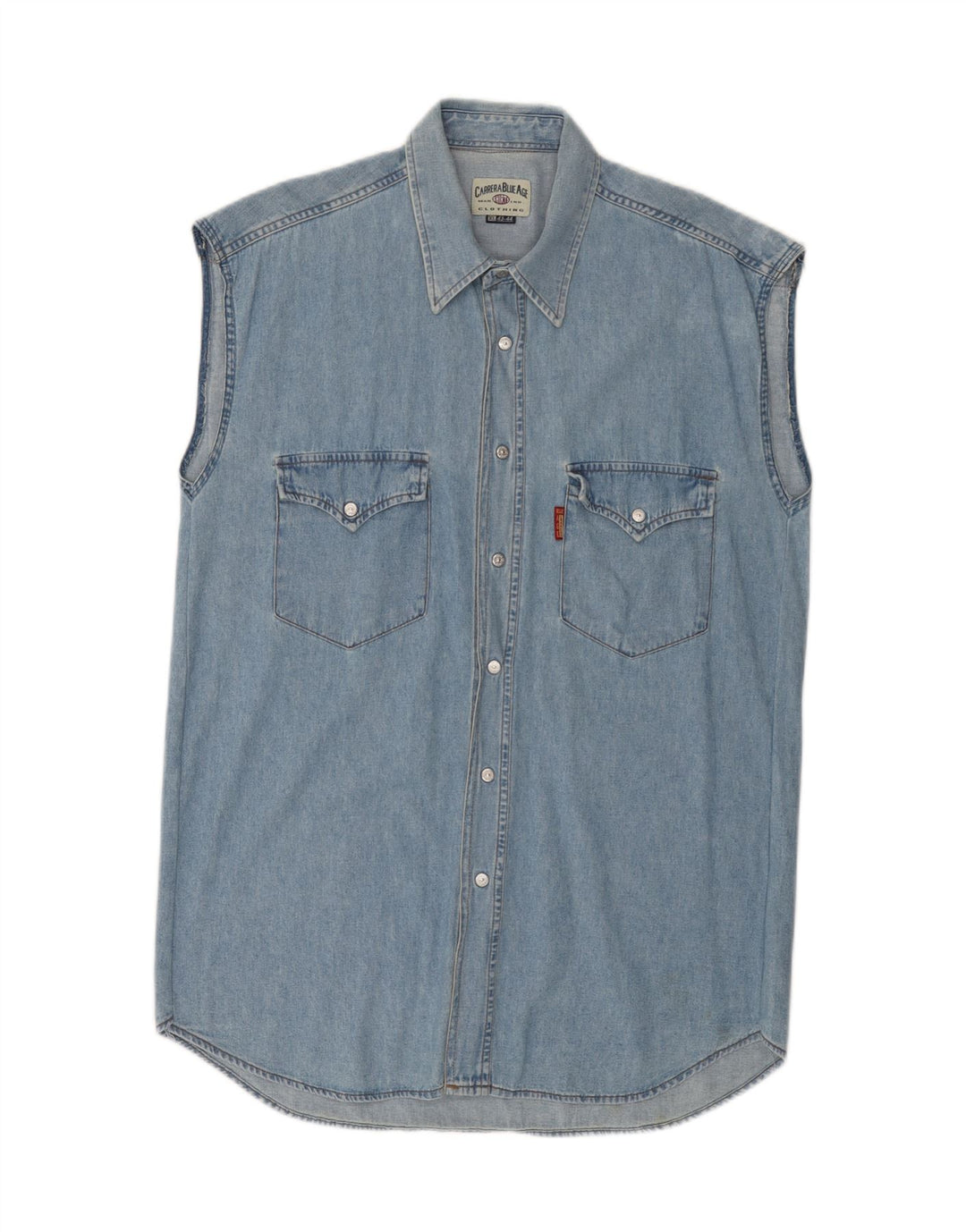 CARRERA Denimskjorte uden ærmer til mænd Størrelse 43/44 XL Blå Bomuld