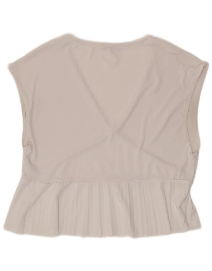 Zara Dame Bluse Top UK 16 Large White Polyester
