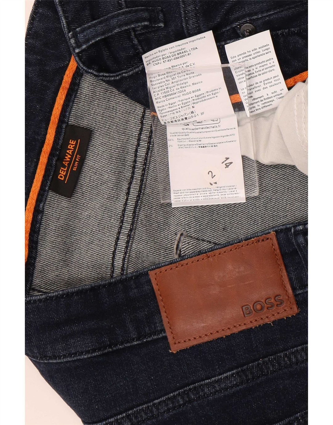 Hugo Boss Herre Delaware Slim Jeans W38 L32 Marineblå Bomuld