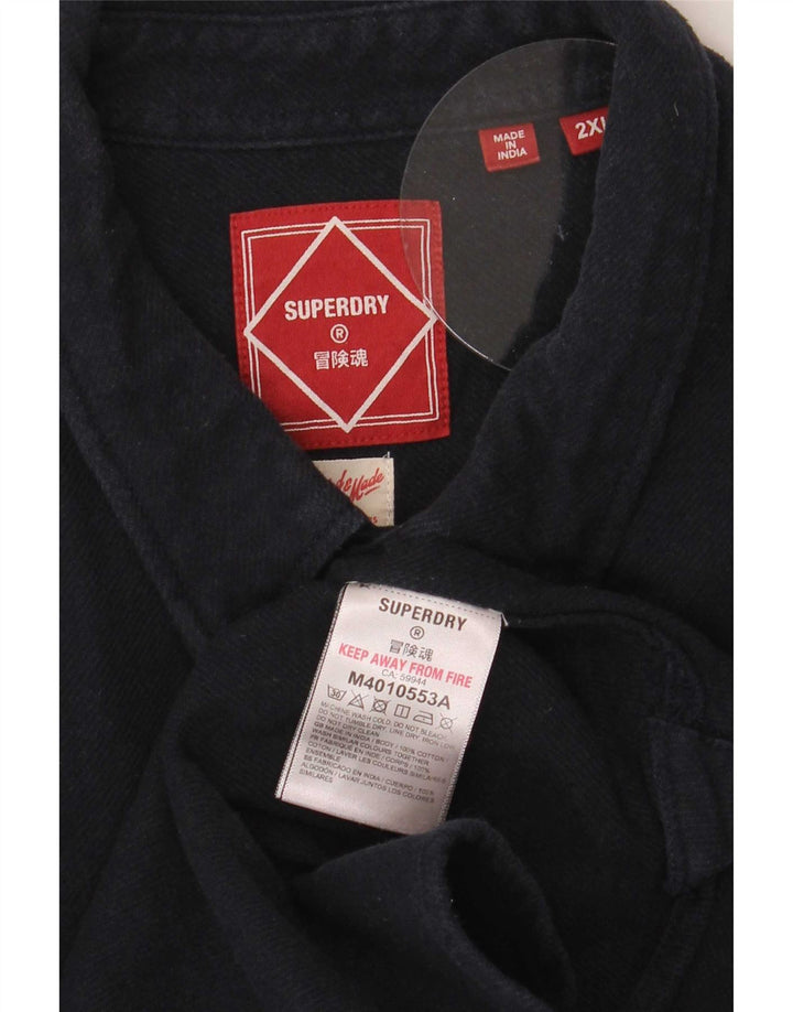 Superdry denimskjorte til mænd 2XL marineblå bomuld