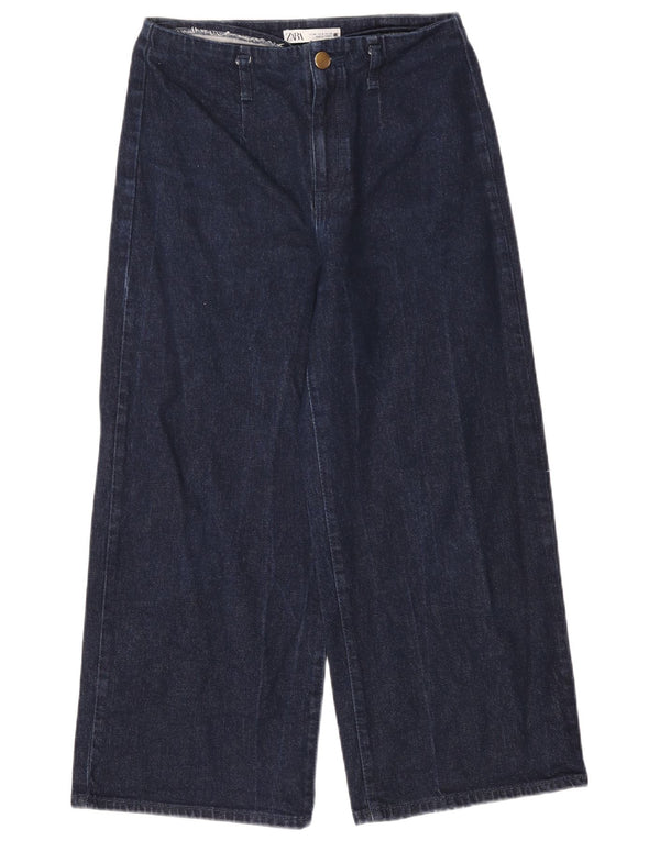 Zara Womens High Waist Cropped Jeans EU 40 Medium W30 L25 Navy Blue