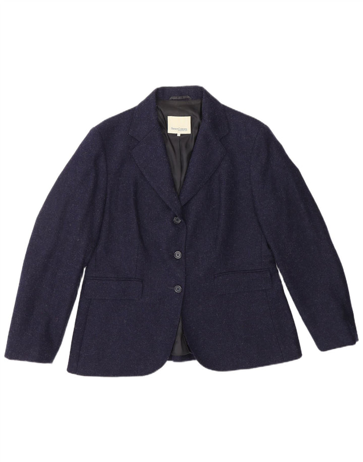 HENRY COTTONS Womens 3 Button Blazer Jacket IT 50 XL Navy Blue Wool