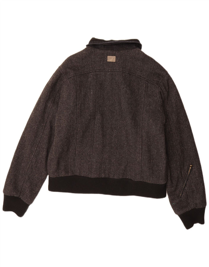 Pyramid Herre Bomber Jacket UK 40 Stor Grå Sildebensuld