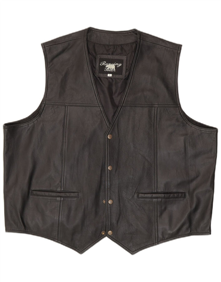 Running Bear Herre Lædervest 6XL Sort