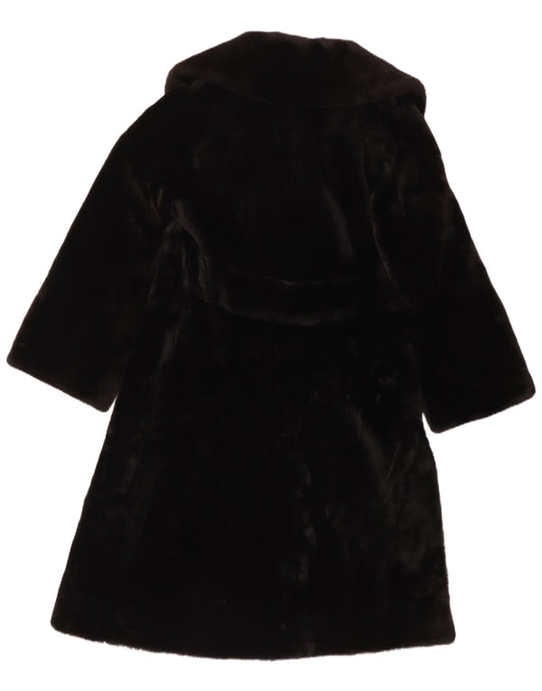 Vintage Womens Faux Fur Overcoat UK 12 Medium Black
