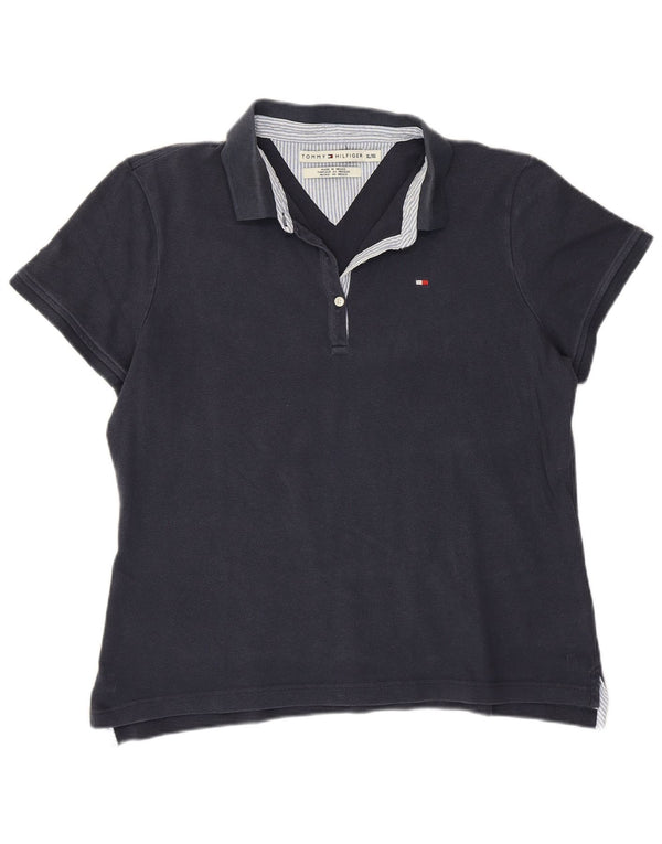 Tommy Hilfiger Dame Polo Shirt UK 18 XL Marineblå Bomuld