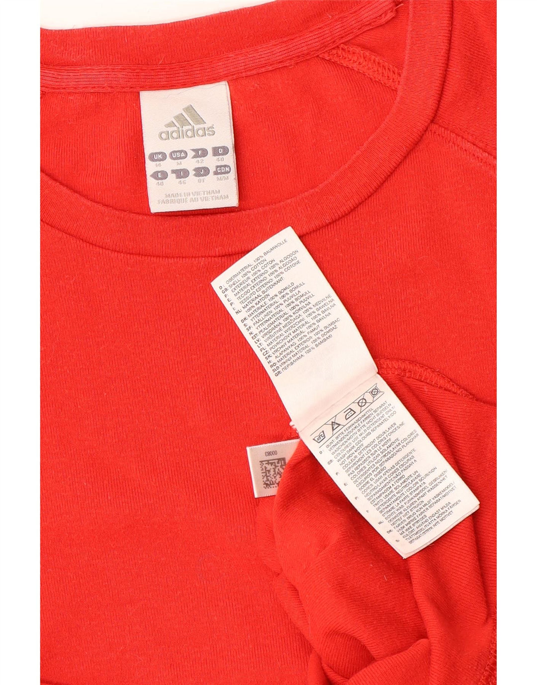 ADIDAS Dame Crop T-Shirt Top UK 14 Medium Rød Bomuld