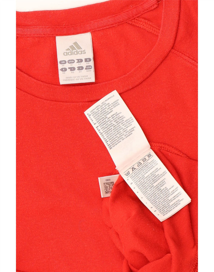 ADIDAS Dame Crop T-Shirt Top UK 14 Medium Rød Bomuld